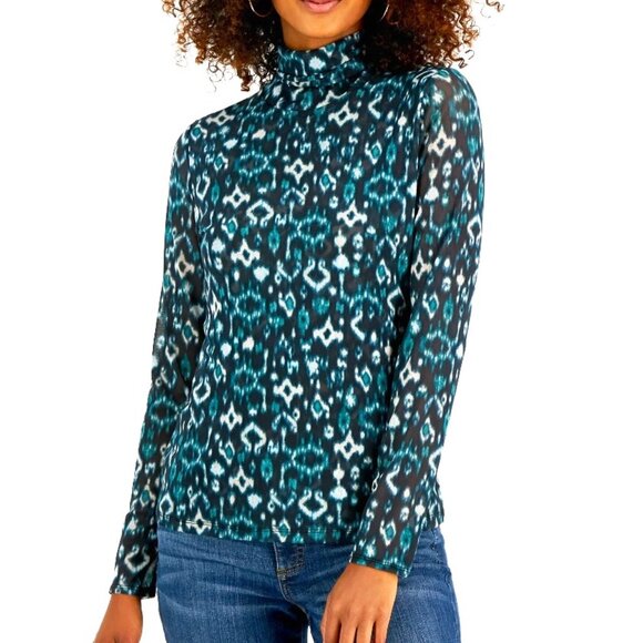 NEW Inc International Concepts Mesh Turtleneck Long sleeve Shirt Green $39.50 PM - Picture 1 of 10